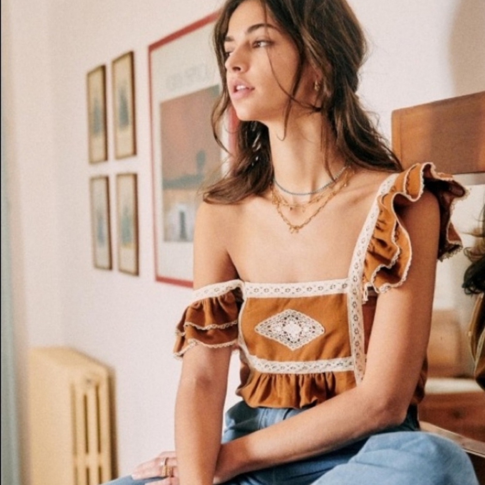 Sezane Lace Inlay Top